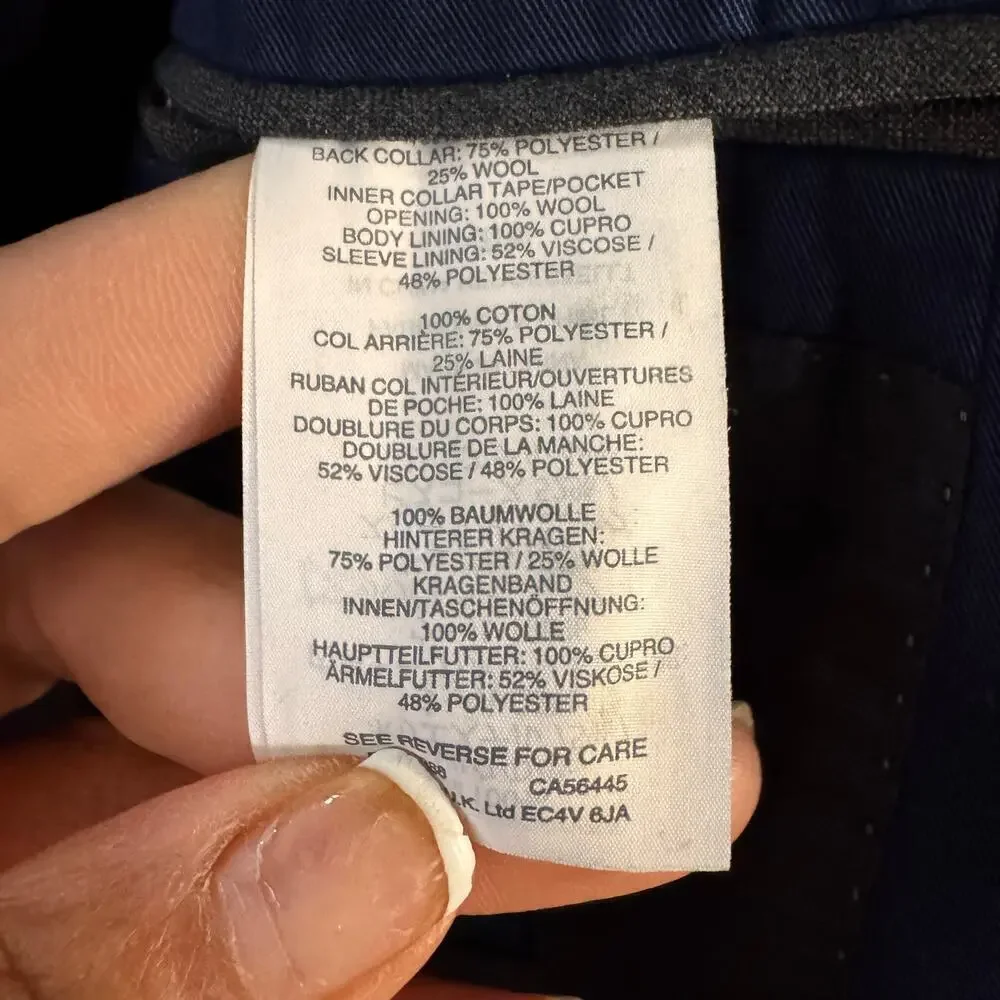 J.Crew Blazer Mens 40 R Blue Larusmiani Ludlow Jacket Unstructured Two Button